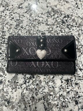 XOXO Black Logo Heart-Accent Wallet